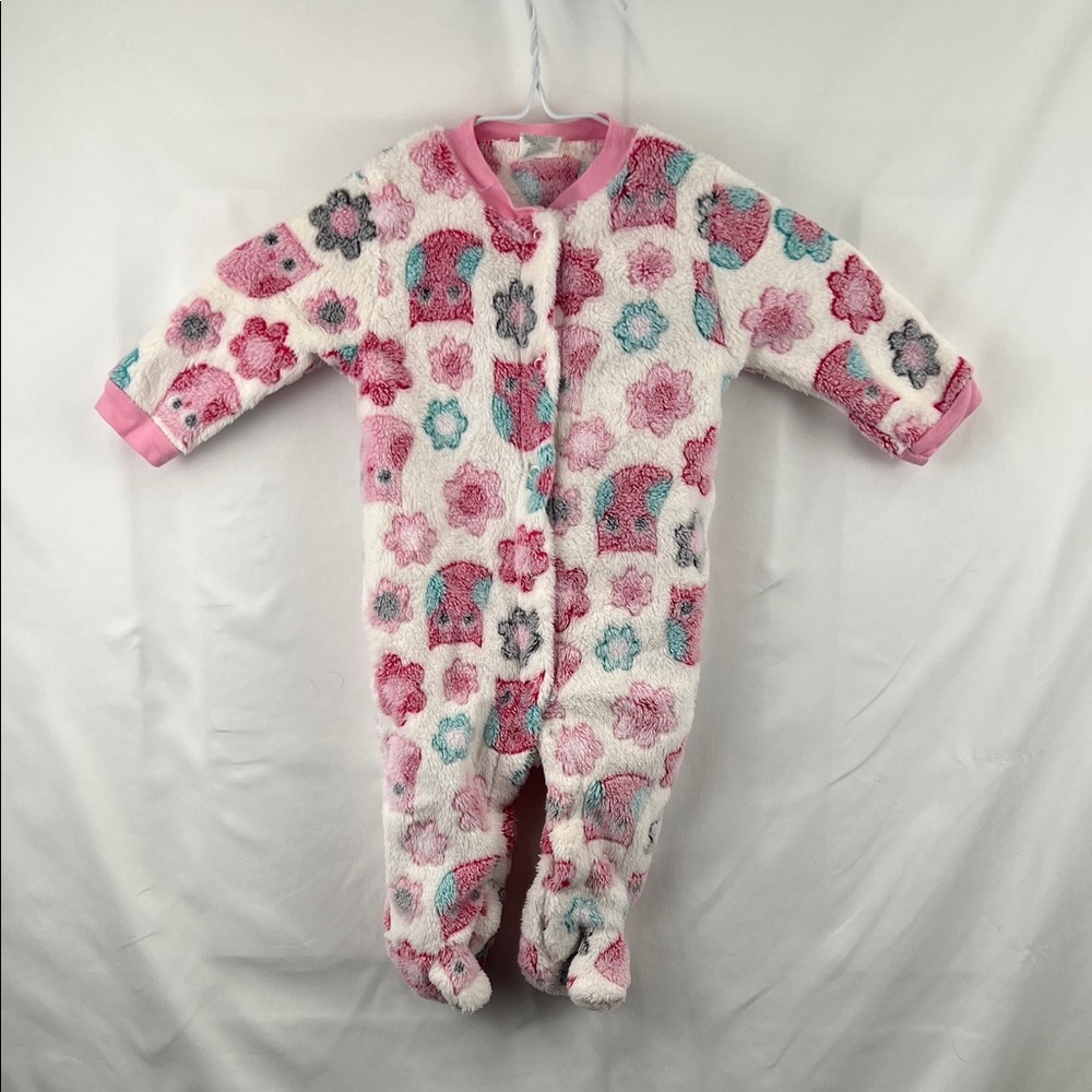 Baby Gear - Size 3 to 6 months - Pink and White - Owls - Sleep and Play - Heavy